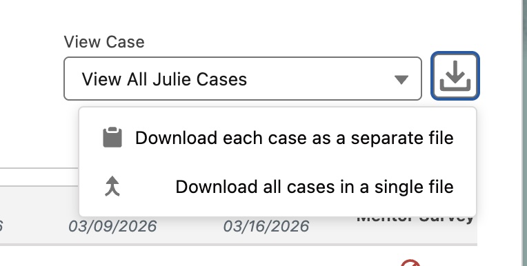 An example of the options for selection