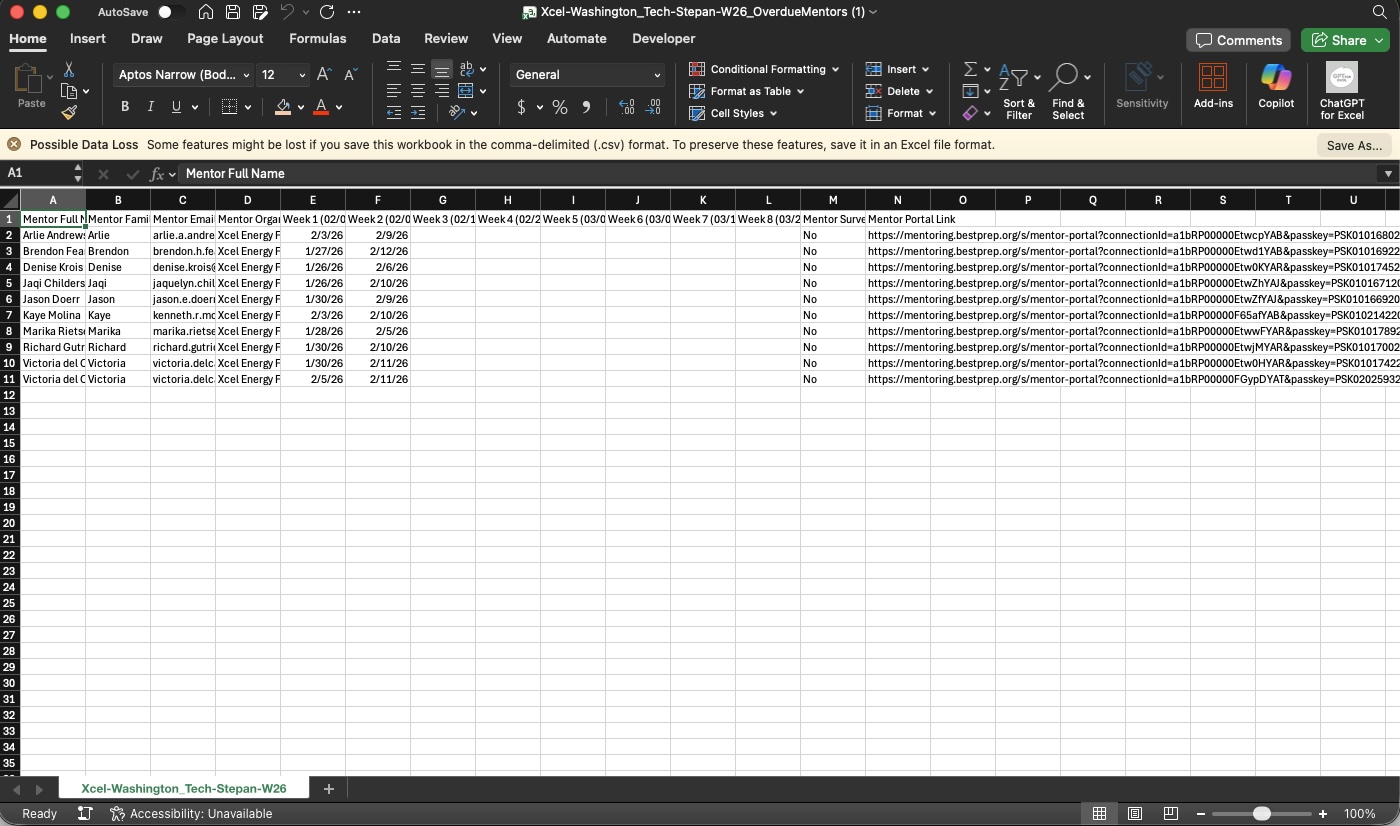 Excel Spreadsheet - CSV