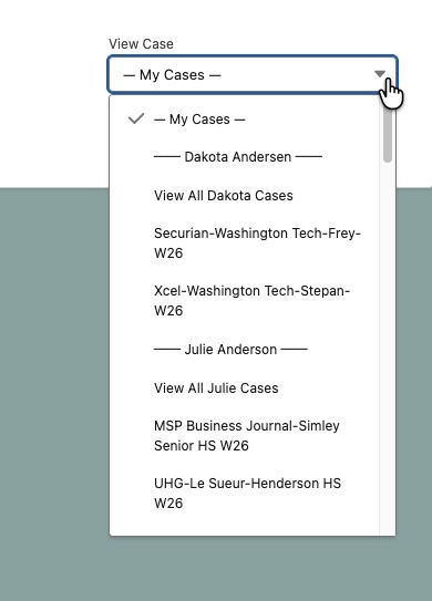 An example of the options for selection